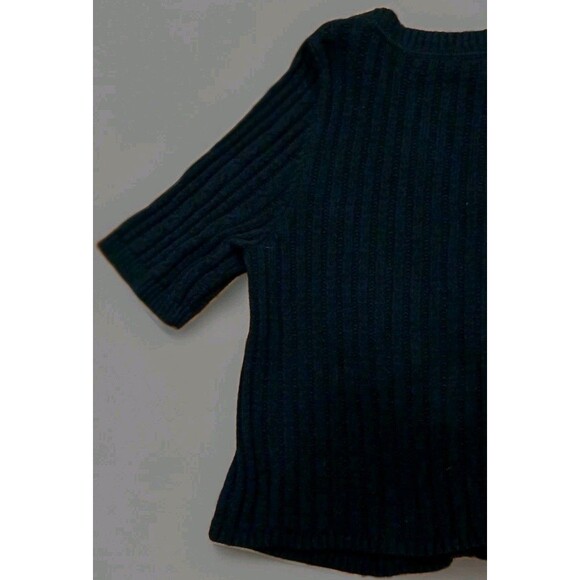 Lane Bryant 18/20 Black Knit Ribbed Cardigan 3/4 Sleeve Button Front Y2K Grunge - Picture 5 of 7